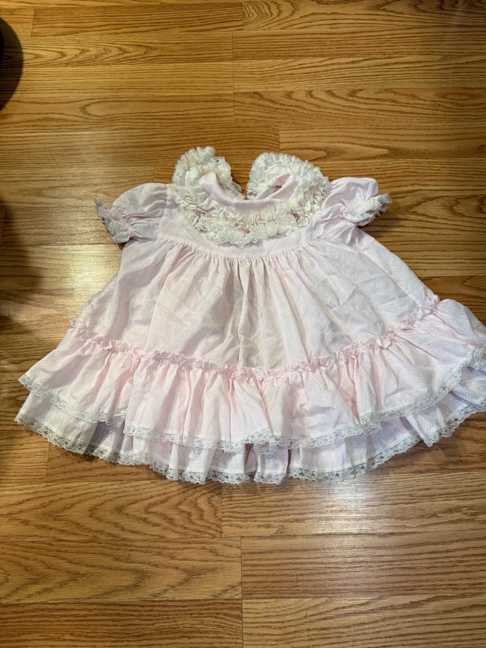 A vintage Bryan baby girl pink and white polka dot party dress size 24 months